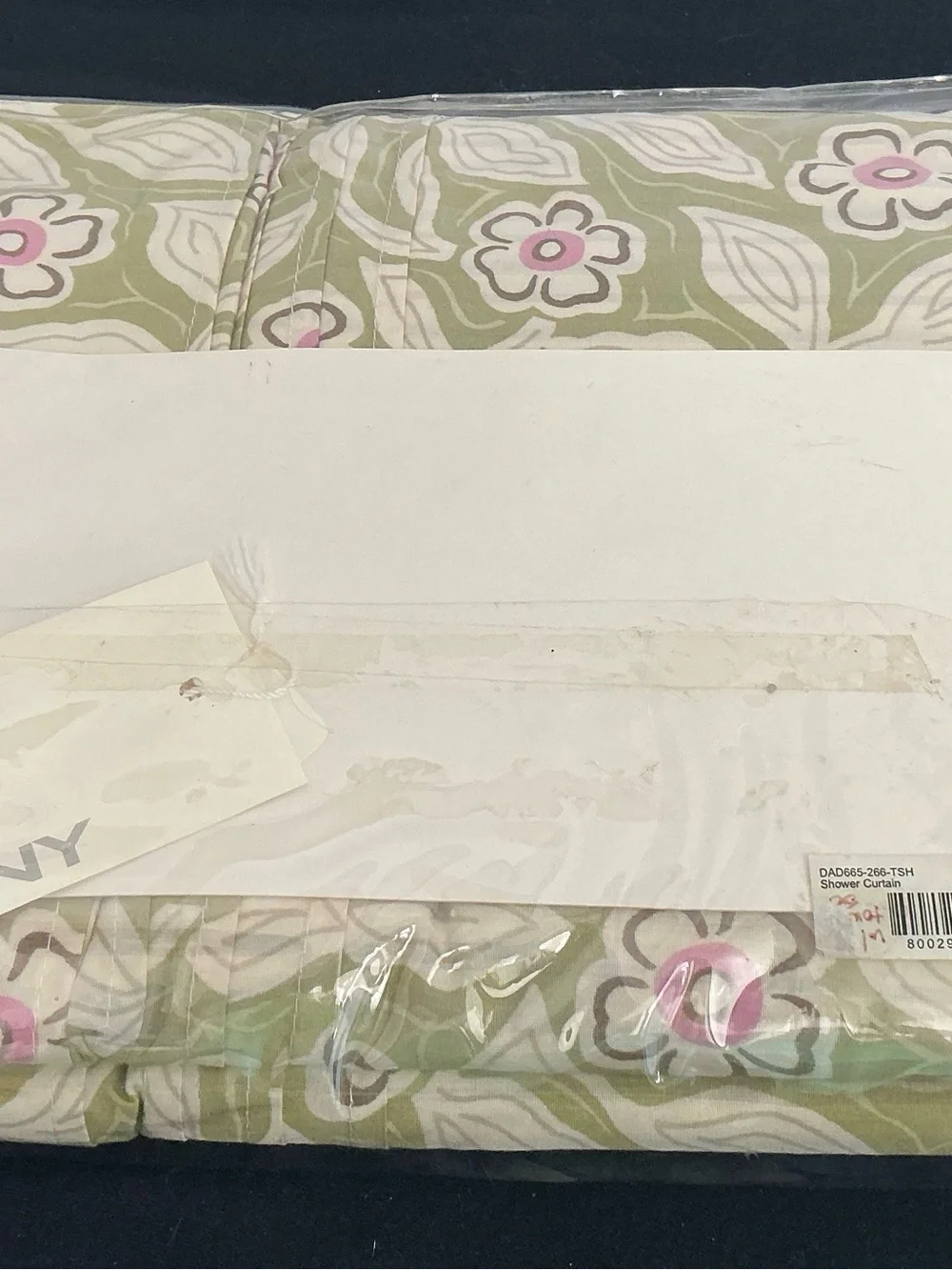 DKNY Floral Leaf Print Shower curtain Olive Green, White & Pink